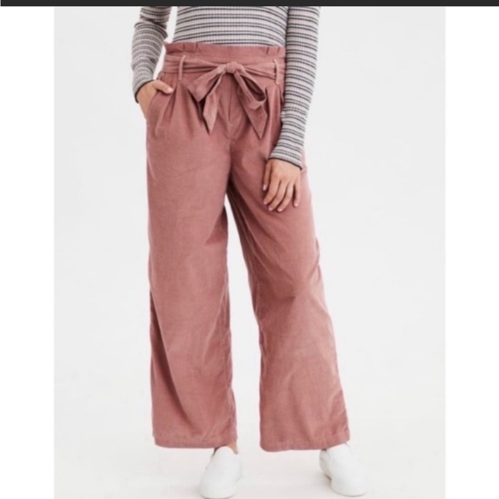 American Eagle Corduroy Wide Leg Paper Bag Pants